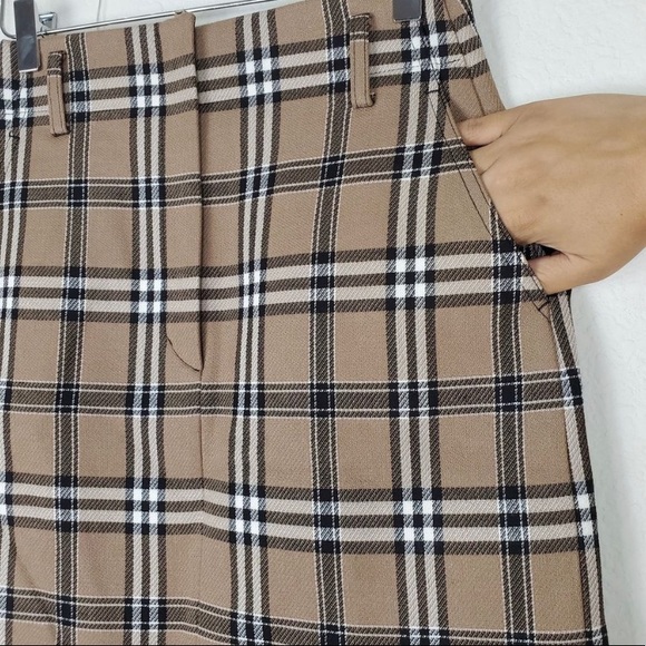 Sandro Sunset Camel Plaid Wool Blend Mini Skirt S - Picture 5 of 10